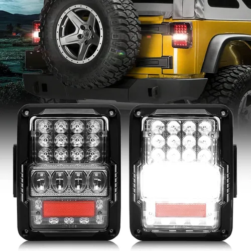SPL Luces traseras LED aprobadas por DOT con luz de marcha atrás más brillante de 30 W compatible con Jeep Wrangler JK JKU 2007-2018, EMC integrado,