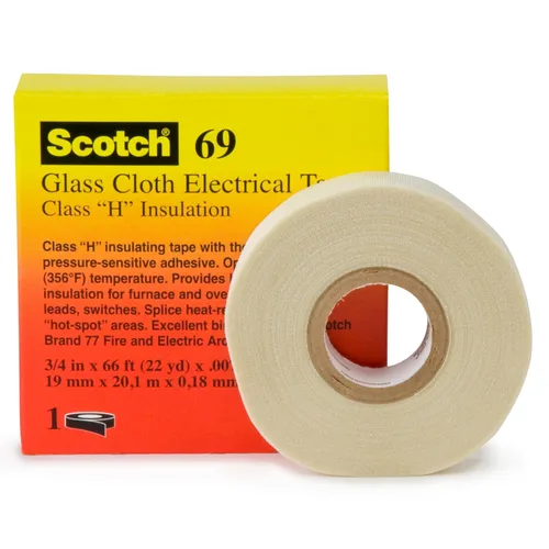 Miniatura 3 de 3M Cinta eléctrica de tela de vidrio 69, ¾ pulgadas x 66 pies, 1 rollo, grado premium, respaldo de tela de vidrio, adhesivo de silicona, alta