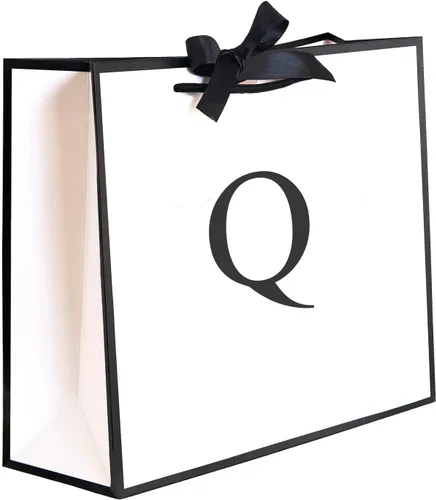 Miniatura 37 de QLSKO - Bolsa de regalo inicial con lazo de cinta, bolsa de papel horizontal personalizada, bolsa de regalo con monograma para cumpleaños