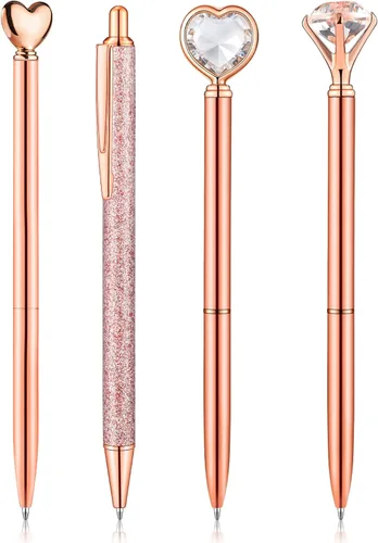 Miniatura 10 de BESARME 4 bolígrafos azules para mujer, bolígrafos de sirena, regalos azules para niñas, bolígrafo de diamantes con purpurina, tinta negra, lindo