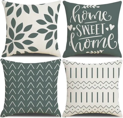 Miniatura 12 de Fundas de almohada de 18 x 18 pulgadas, fundas de almohada cuadradas de 18 x 18 pulgadas, juego de 4 fundas de almohada cuadradas bohemias y Azul