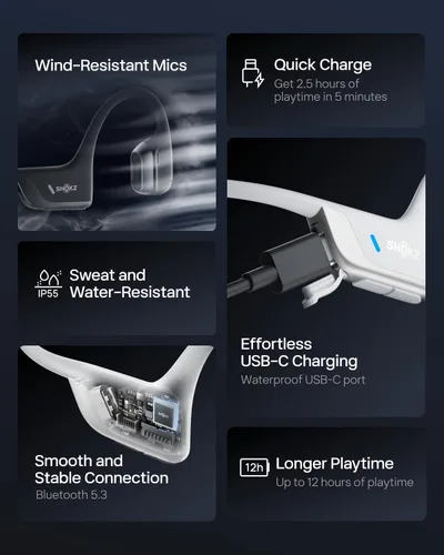 Miniatura 8 de SHOKZ Nuevos OpenRun Pro 2 Mini - Auriculares deportivos de oído abierto y conducción ósea con banda reflectante, resistentes al sudor, auriculares