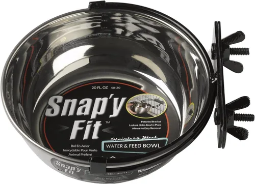 Miniatura 7 de MidWest Homes for Pets Snap'y Fit - Tazón de acero inoxidable para alimentos o agua, capacidad para 10 onzas, se monta en jaulas de alambre, diseño