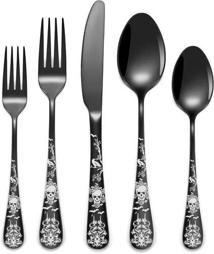 Miniatura 11 de Skull Cuchillos Dentados Ultra Afilados 2-EN-1, Juego de Cuchillos de Chef Cuchillos Dentados de 12 - Colección de Diseño Profesional - Cuchillos