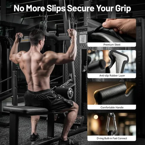 Miniatura 5 de Barra de tracción dorsal MOST GRIP con 6 asas ergonómicas, accesorios de tracción dorsal de agarre neutral para entrenamiento de toda la espalda