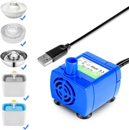 Miniatura 8 de Bomba de fuente de agua para gatos, fuente para mascotas, bomba de repuesto sin luz LED, motor DR-DC160 para dispensador de bebidas para gatos