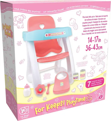 Miniatura 5 de JC Toys - Cuna mecedora y accesorios para muñeca, perfectos para pequeños Juego de sillas altas rosa/azul
