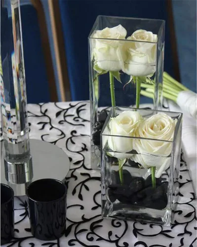 Miniatura 7 de WGV - Bloque de vidrio cuadrado alto para florero, longitud 3 pulgadas, altura 6 pulgadas, recipiente floral transparente, portavelas, terrario