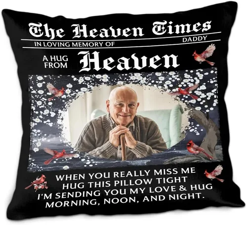 Miniatura 7 de ENCYCOM Almohada personalizada con texto en inglés "A Hug from Heaven", regalo de condolencias por pérdida de seres queridos, regalos de recuerdo