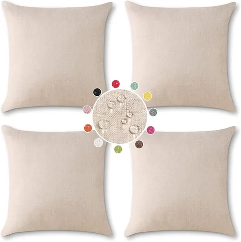 Miniatura 9 de OTOSTAR Juego de 4 fundas de almohada impermeables para exteriores, fundas decorativas para cojines de jardín, fundas de almohada cuadradas