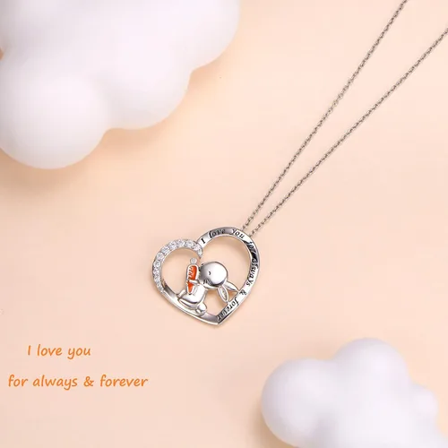 Miniatura 6 de Lindos collares de animales para mujeres y niñas, plata de ley 925, conejillos de indias, girasol, panda, alpaca y perezoso, conejo, cachorro