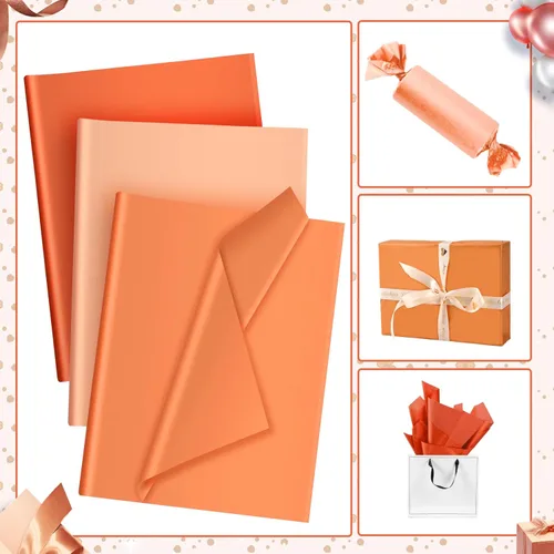 Miniatura 4 de 30 hojas de papel de seda naranja para embalaje, bolsas de regalo, decoración, papel de regalo a granel para bodas, cumpleaños, proyectos DIY
