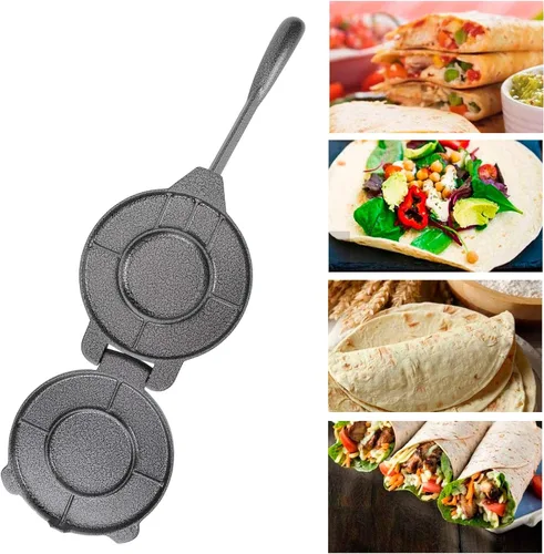 Miniatura 7 de Prensa de tortilla de hierro fundido de 6 5 pulgadas, prensa de tortilla de harina, prensa de rotis, prensa de masa, pataconera sazonada con aceite
