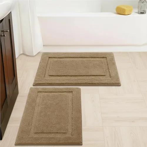 Miniatura 42 de SHACOS Juego de alfombras pequeñas de baño de 2 piezas con tapetes de baño en forma de U, tapetes de inodoro de 16x24 + 20x24 pulgadas, tapetes