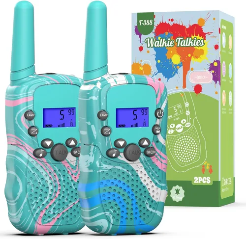 Selieve Juguetes de regalo para niños de 3, 4, 5, 6, 7, 8 años, walkie talkies para niños de largo alcance, paquete de 2 con 22 canales, linterna