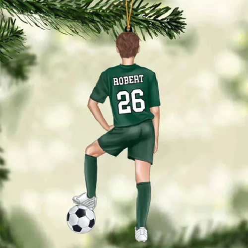 Miniatura 4 de Adorno de Navidad personalizado para jugador de fútbol; regalo personalizado para colgar en el árbol de Navidad 2D; gran idea de regalo