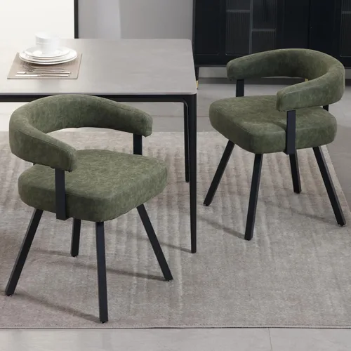 Miniatura 13 de DUOMAY Juego de 2 sillas de comedor de piel sintética, sillas de cocina curvadas con respaldo abierto con patas de metal, modernas sillas laterales
