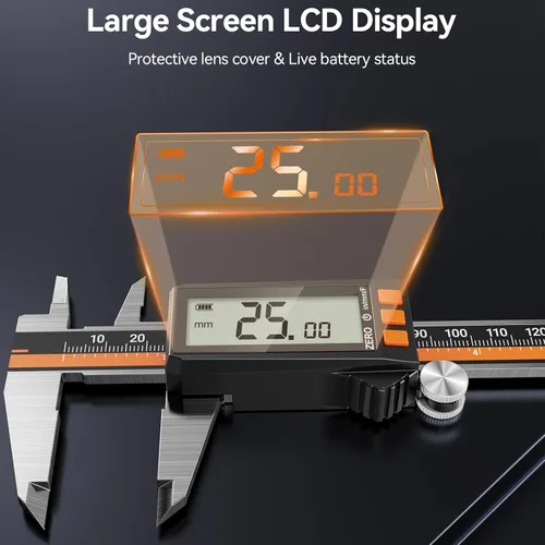 Miniatura 3 de Preciva Calibre Digital - Micrómetro Recargable de Acero Inoxidable con Protección IP54 Apagado Automático, Pantalla LCD Grande y Conversión
