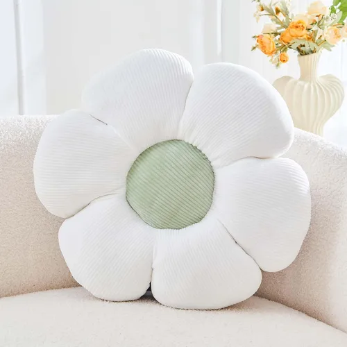 Miniatura 12 de Kcvvcr Almohada Decorativa de Flores, Almohada de Suelo Suave Blanca con Forma de 14.9" para Decoración del Hogar, Lindas Almohadas Decorativas