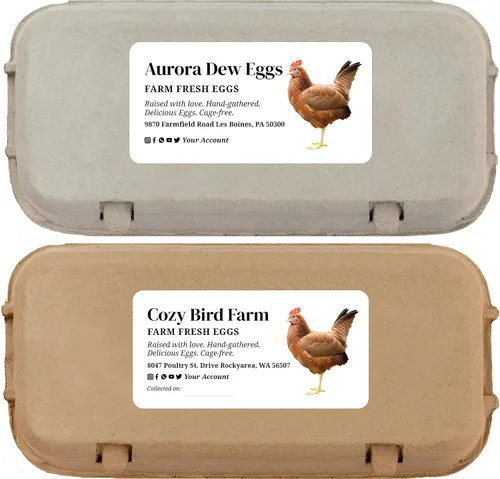 Miniatura 3 de Havongki 100 hojas – VOL.1 – Etiquetas personalizadas para cartón de huevos de 4 x 2 pulgadas, calcomanías adhesivas de huevos frescos de granja