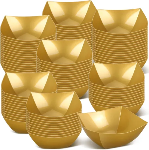 Miniatura 10 de Sliner 100 Piezas Cuencos de Plástico Cuadrados 8 oz Cuencos de Servir de Plástico Desechables Contenedores de Chips para Fiestas, Contenedores
