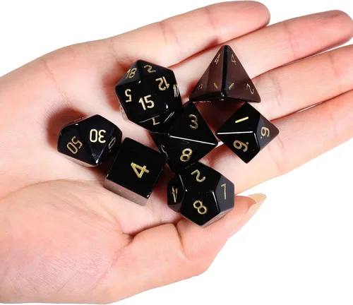 Miniatura 2 de SUNYIK Juego de 7 dados poliédricos DND de piedra de cristal pulido para juegos de mesa RPG MTG, dados de juego DND, mazmorras y dragones
