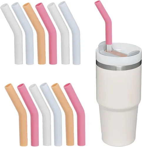 Miniatura 7 de 8 popotes de acero inoxidable compatibles con vasos Stanley Adveture Quencher de 40 onzas, popote de repuesto de 12 pulgadas con 8 fundas