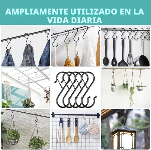 Miniatura 6 de 12 ganchos en S para colgar resistentes, gancho en S de metal resistente de 3.5 pulgadas con hebilla de seguridad, adecuado para varillas de 0.5