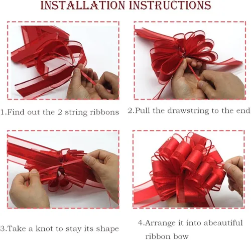 Miniatura 6 de HSXJJ 6 Piezas Lazos de Regalo Grandes, Lazos Tirables para Envolver Regalos, 6 pulgadas, Cesta y Decoración de Boda, Lazos de Envoltura de Regalos