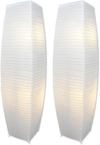 LIGHTACCENTS Lámparas de pie de papel de arroz para sala de estar, paquete de 2 lámparas de pie de papel blanco con interruptor de pie de