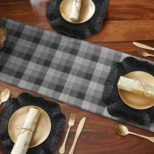 Miniatura 5 de Manteles individuales con cuentas para mesa de comedor, paquete de 2 manteles individuales redondos de Navidad con cuentas de 13 pulgadas