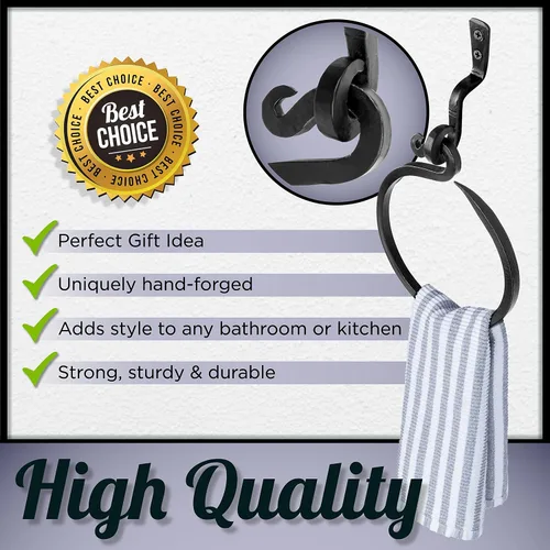 Miniatura 10 de Anillo de toalla de hierro forjado: un toque de encanto artesanal a tu cocina o baño con nuestro toallero hecho a mano. Fabricado por herreros, este