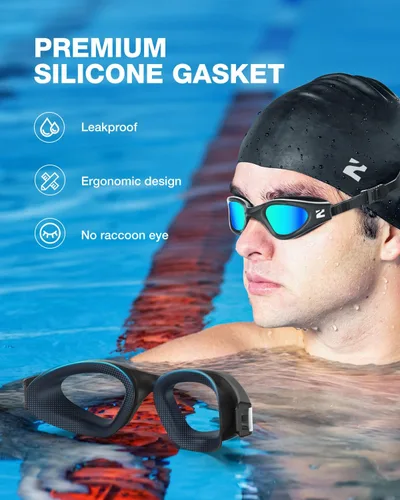 Miniatura 3 de ZIONOR Gafas de natación para adultos, G1 Air con protección UV antivaho y a prueba de fugas, ajuste cómodo para adultos, hombres y mujeres, incluye