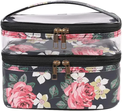 Miniatura 15 de FITINI Bolsas de Maquillaje de Doble Capa para Almacenamiento de Viaje Estuches Cosméticos Organizador de Maquillaje Bolsas de Aseo Resistentes al