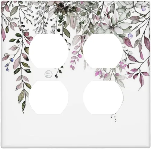 Miniatura 111 de Cubierta decorativa para interruptor de luz, diseño de pájaros y flores florales en blanco y negro, 2 bandas, cubierta decorativa para pared, placa