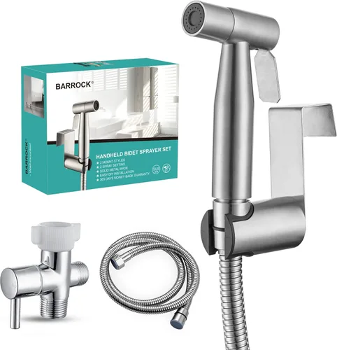 Miniatura 16 de BARROCK Pulverizador de bidé de mano para inodoro, kit de pulverización de pañales de tela para bebé hecho de metal de acero inoxidable, conjunto