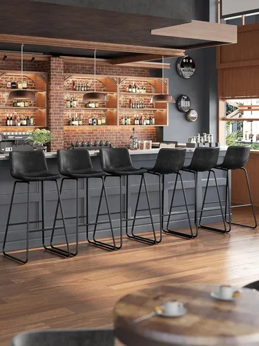 Miniatura 42 de Bar Stools Set of 2, 26 Inches Counter Height Bar Stools with Back, Modern Faux Leather Barstools with Metal Legs and Footrest, Bar Chairs for