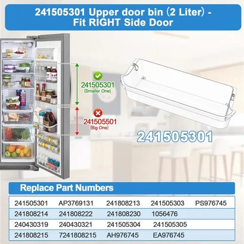 Miniatura 3 de [2 PAQUETES] 241505301 Cesta para puerta de refrigerador compatible con Frigidaire Gallery Estantería para puerta 241505300 Reemplazo de estante