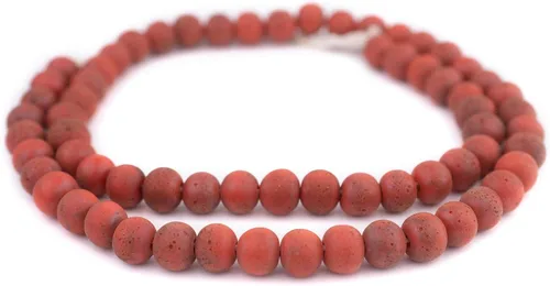 Miniatura 3 de TheBeadChest Cuentas de vidrio Java de estilo antiguo rojo coral (0.433 in)