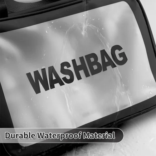 Miniatura 4 de Bolsa de lavado para mujeres y hombres, bolsa de aseo de viaje de gran capacidad con ventana translúcida mate y bolsillos húmedos/secos, organizador