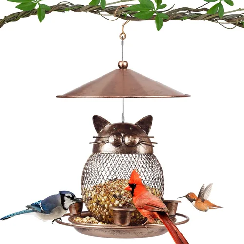 LBTING Comedero para pájaros para exteriores, comedero para pájaros silvestres de metal a prueba de ardillas, decoración para colgar al aire libre,