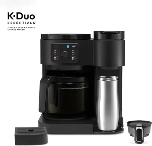 Miniatura 9 de K-Duo Essentials - Cafetera para bebidas calientes y frías, cafetera de una porción con cápsulas KCup y jarra de goteo para 12 tazas, depósito