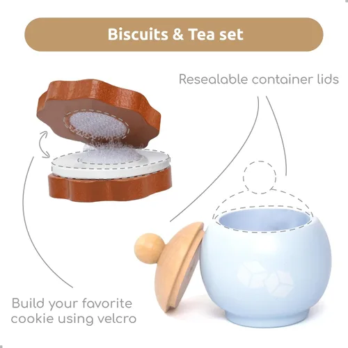 Miniatura 4 de UMU® Juego de Té de Madera para Niños – Juguete de Fiesta de Té de Juego Simulado con Tazas Coloridas, Bolsitas de Té, Rodajas de Limón y Más