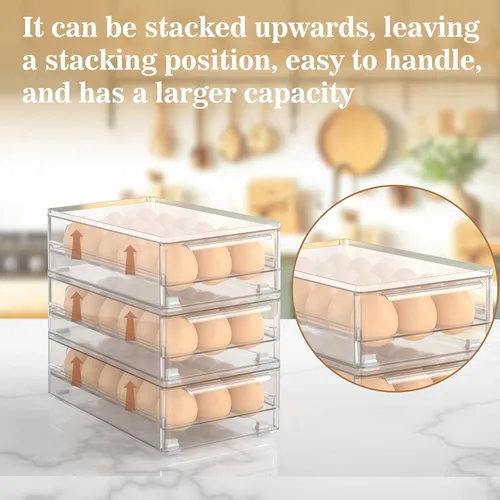 Miniatura 6 de Caja de huevos acrílica transparente 18 y 36 unidades de almacenamiento para refrigerador y cocina. Tamaño: 13.3 x 4.7 x 3.9 pulgadas (paquete de 2)