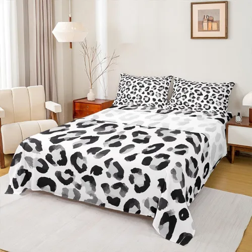 Miniatura 11 de Sábana bajera ajustable de 3 piezas con estampado de leopardo, tamaño individual, juego de ropa de cama de piel de guepardo para niños, bolsillo
