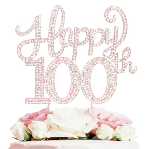 Miniatura 66 de LASKYER Decoración de feliz cumpleaños número 10, decoración de pastel de diamantes de imitación dorados de 10º cumpleaños – Letrero de metal