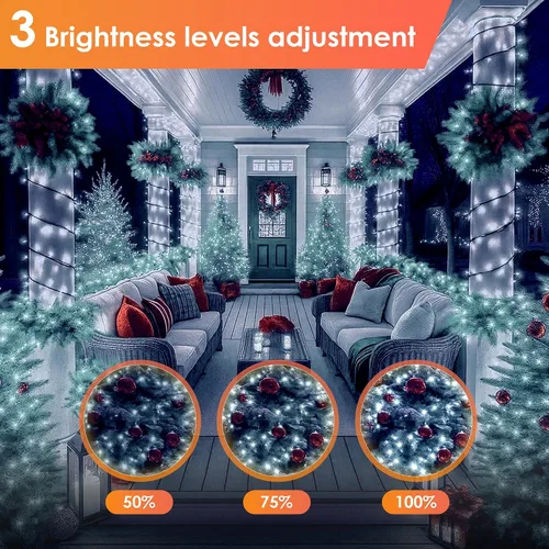 Miniatura 4 de Luces de Navidad 600 LED de 196 pies, IP67 impermeables, luces para árbol de Navidad con 8 modos, tira de luces para exteriores con temporizadores