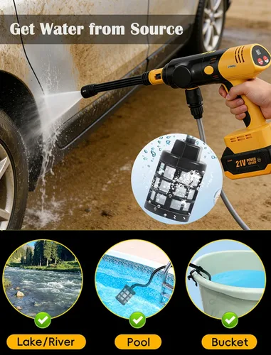 Miniatura 6 de Kit de limpieza inalámbrico 4 en 1 – Lavadora portátil de coche, aspiradora, soplador de hojas e inflador de neumáticos para exteriores, camping, RV