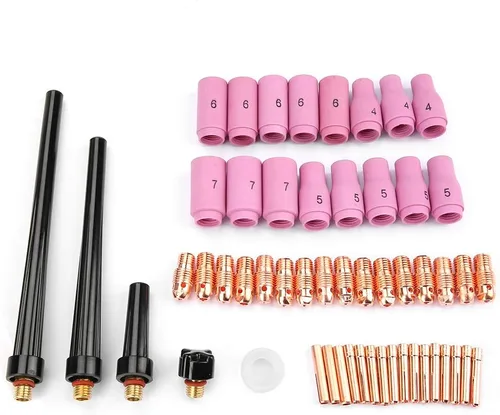 Piezas de la antorcha de soldadura, 53 unids tig soldadura antorcha cuerpo partes gas lente boquilla boquilla kit taza para WP-9 20 25