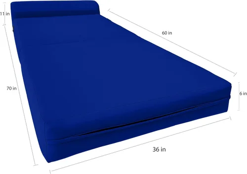 Miniatura 4 de D & D Futon Furniture Chair cama plegable de espuma, sofá de estudio, colchón de espuma doblado (6 x 36 x 70 pulgadas, azul real)